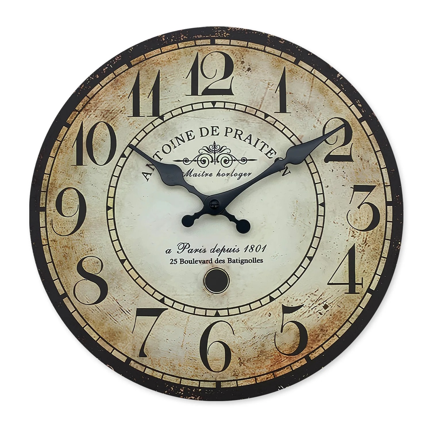 Retro Paris Wooden Wall Clock – Silent Quartz, Vintage Antique Style, Available in Multiple Sizes